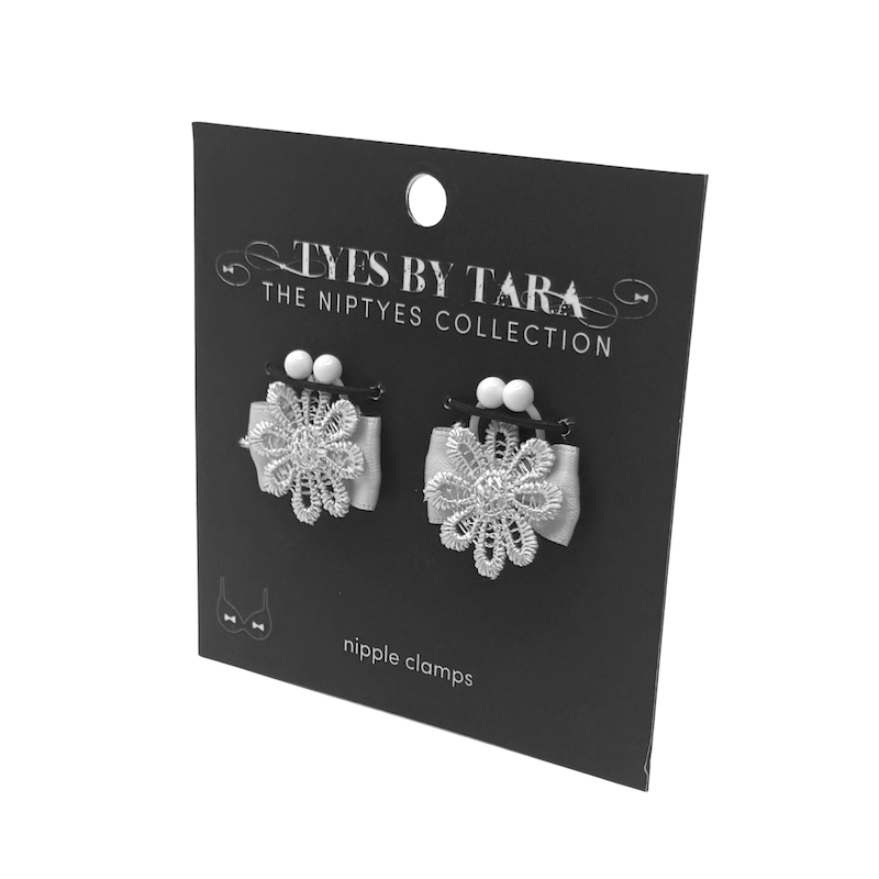 White Flower Nipple Jewelry Black Card