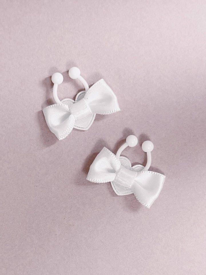Back view of Heart White Nipple Clamps