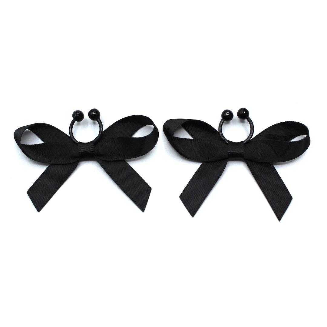 XO Black Bow Tie Nipple Jewelry