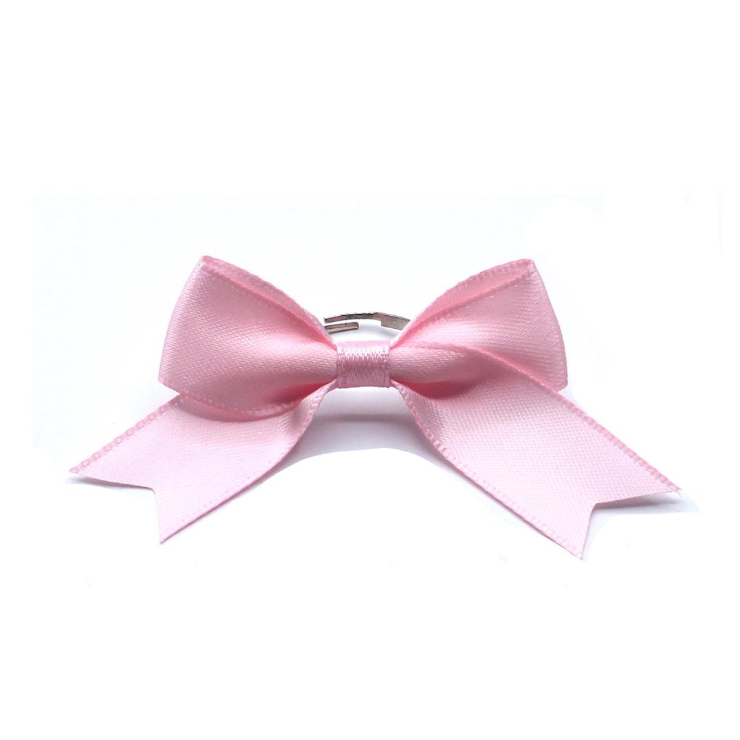 Pink Bow Ring with Silver Adjustable Ringband and Dovetail Accents