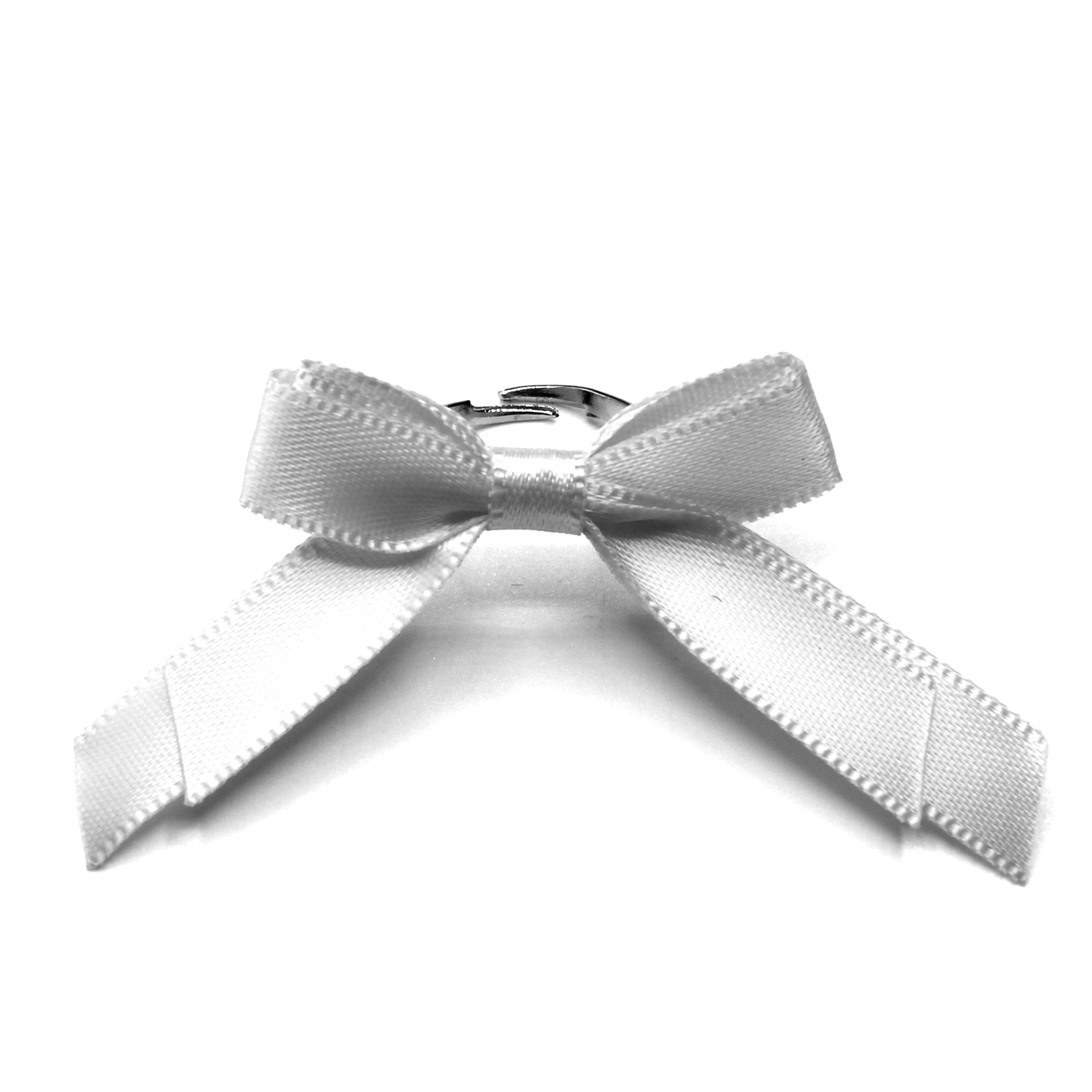 White Doll Bow Ring with Adjustable Ringband
