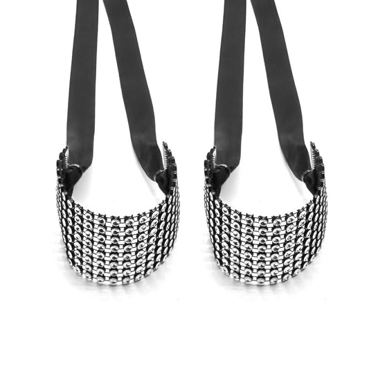 Vixen Black Sparkly Handcuffs on White Background