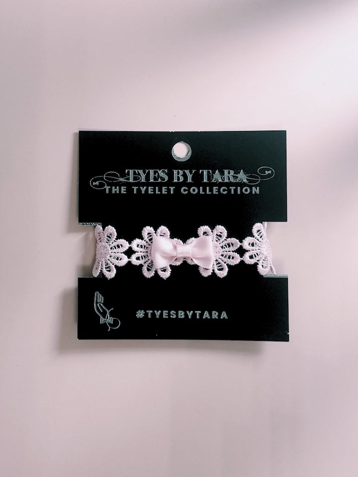 Blossom Pink Bow Bracelet on Black Card