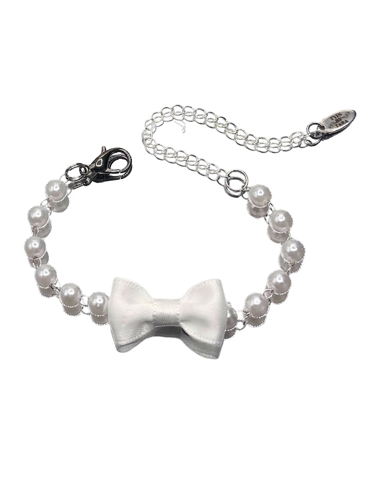 Pearl Link Chain Bow Bracelet