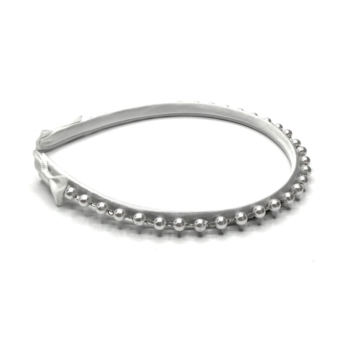 pearl white headband on white background side view
