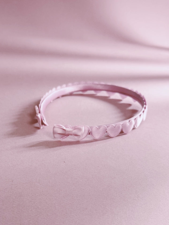 Pink Heart Headband on Pink Background