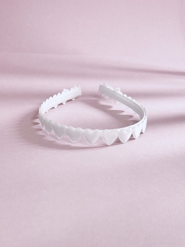 White Heart Headband Top View