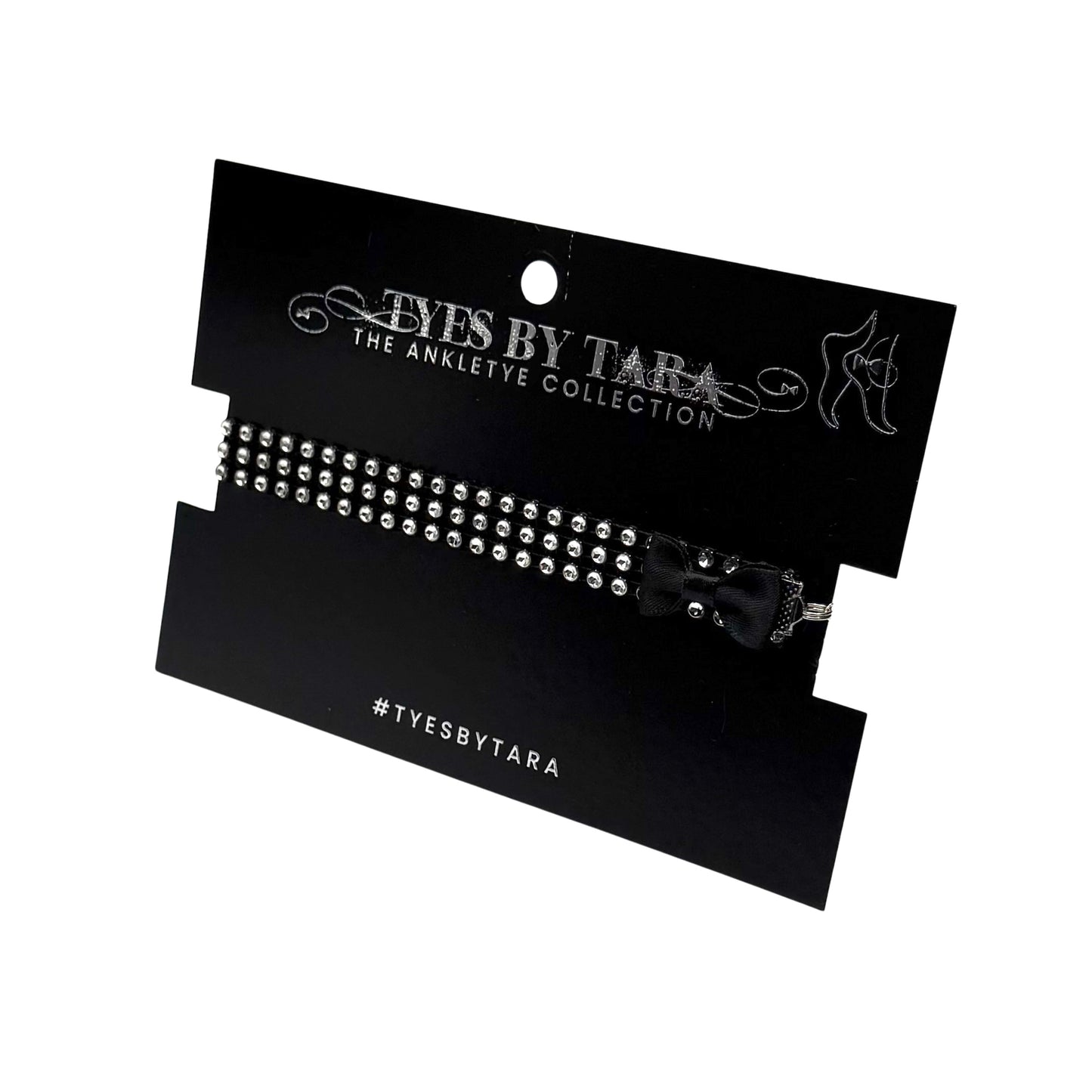 Black Sparkly Rhinestone Mesh Anklet Packaging View