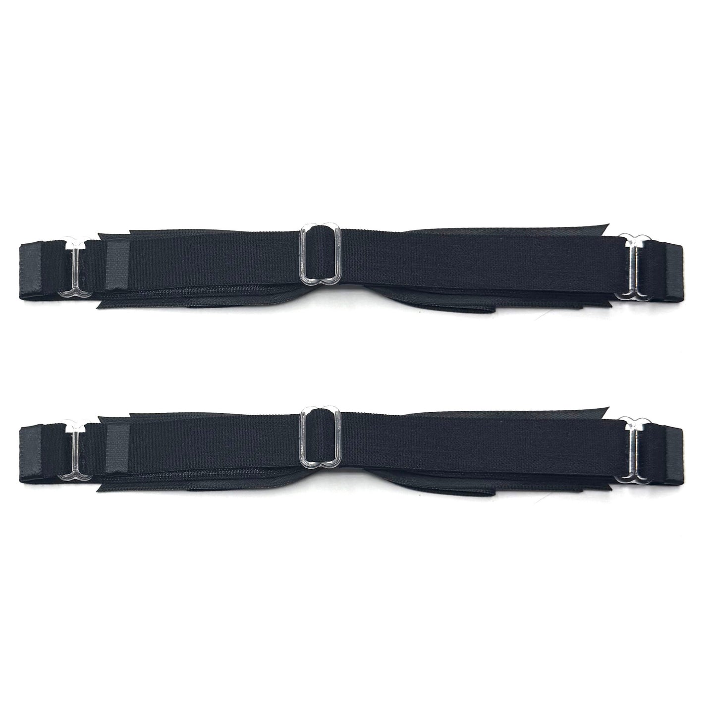 Adjustable Strap View of Black Bow Leg Garters