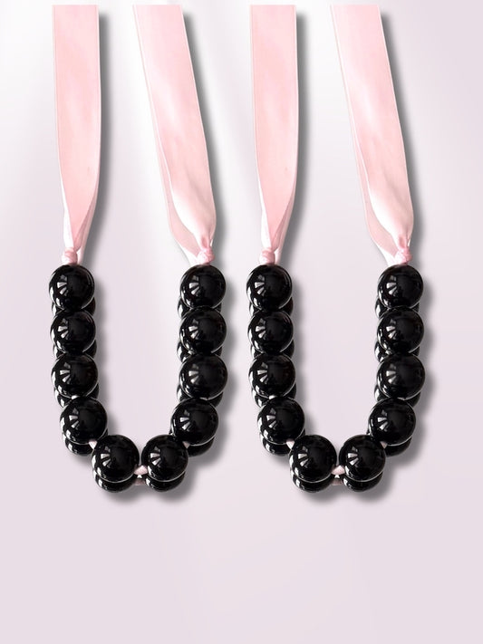 Mademoiselle Black Pearl Pink Satin Ties