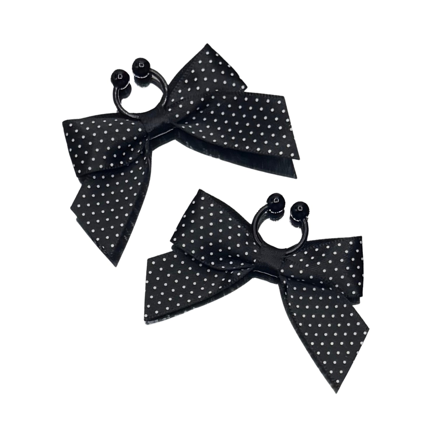 black pinup bow nipple clamps on white background