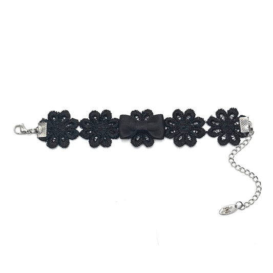 Black Flower Bracelet on White Background