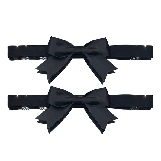 Black Bow Leg Garters on White Background