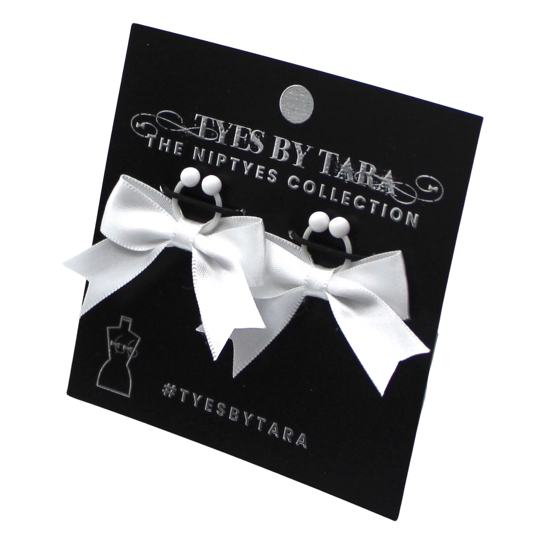 bombshell white bow nipple clamps on white background