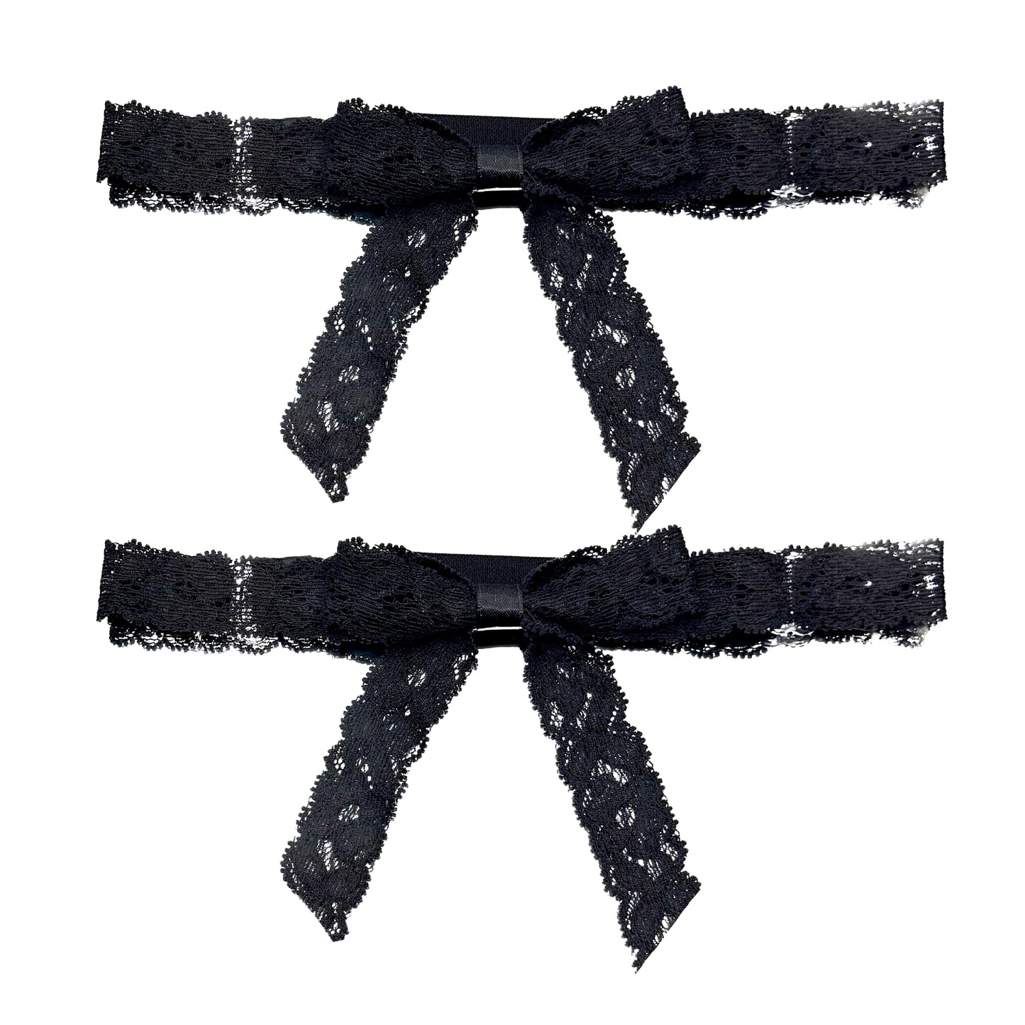 bougee black lace bow leg garters