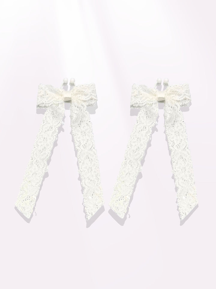 bougee white lace bow nipple clamps