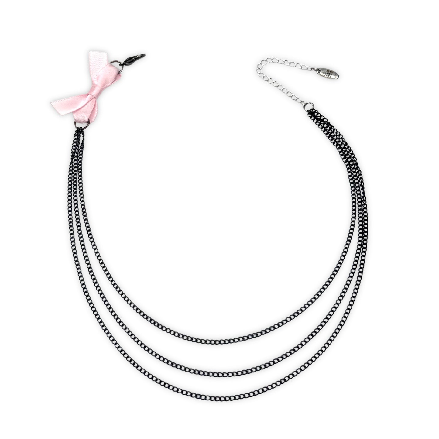 Vice Pink Bow Necklaces with Layered Black Chain
