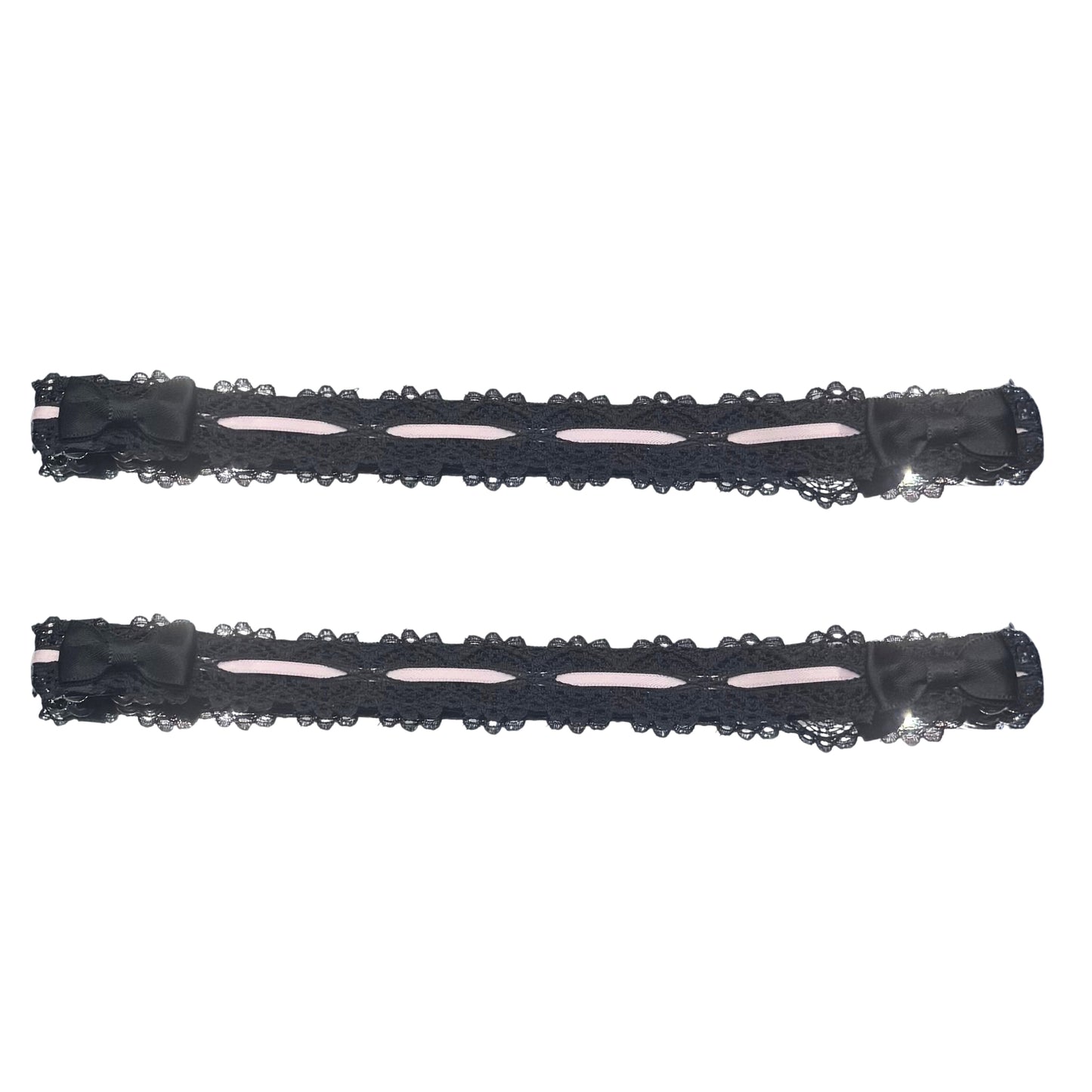 chantilly lace black bow leg garters