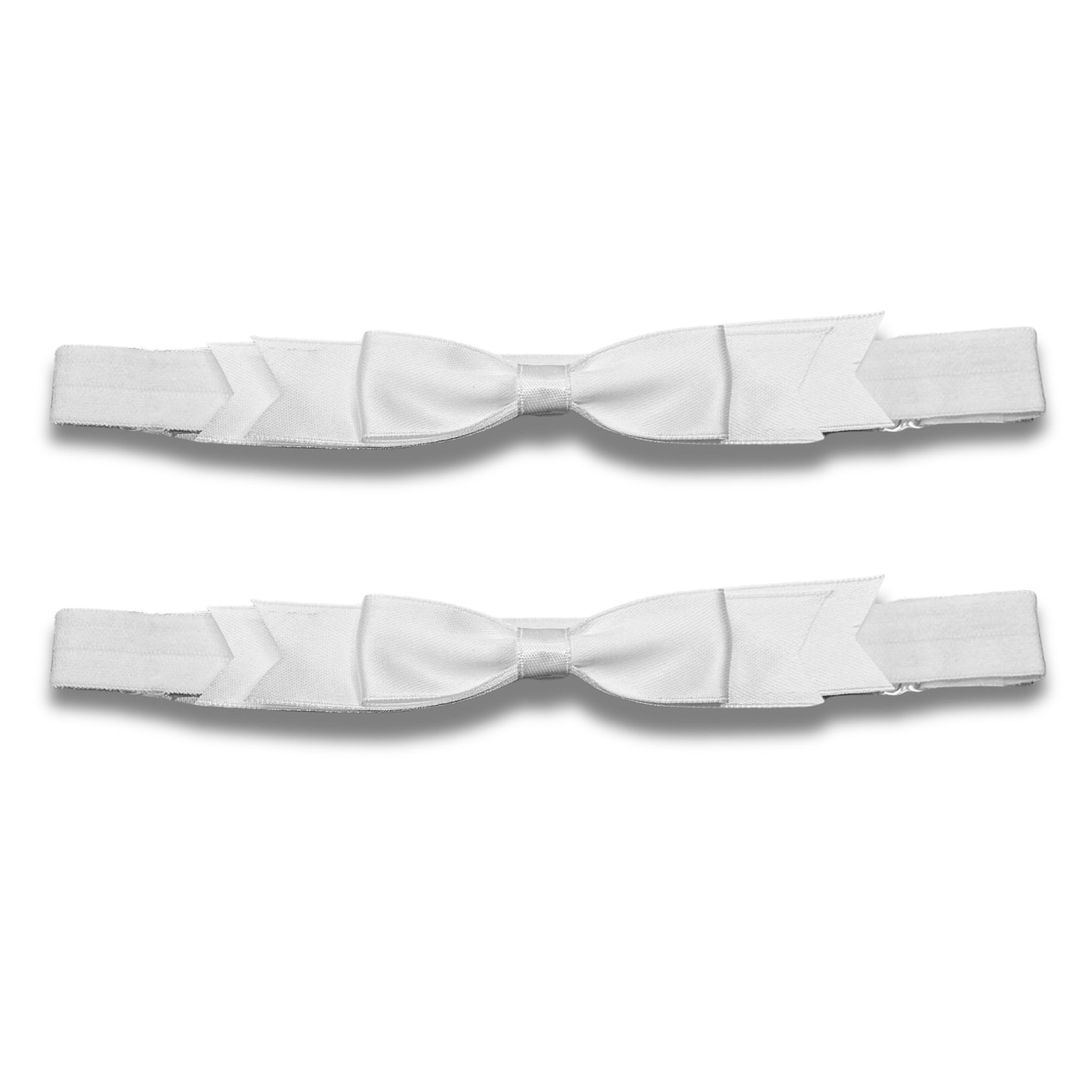 enchantress white bow leg garteres on white background