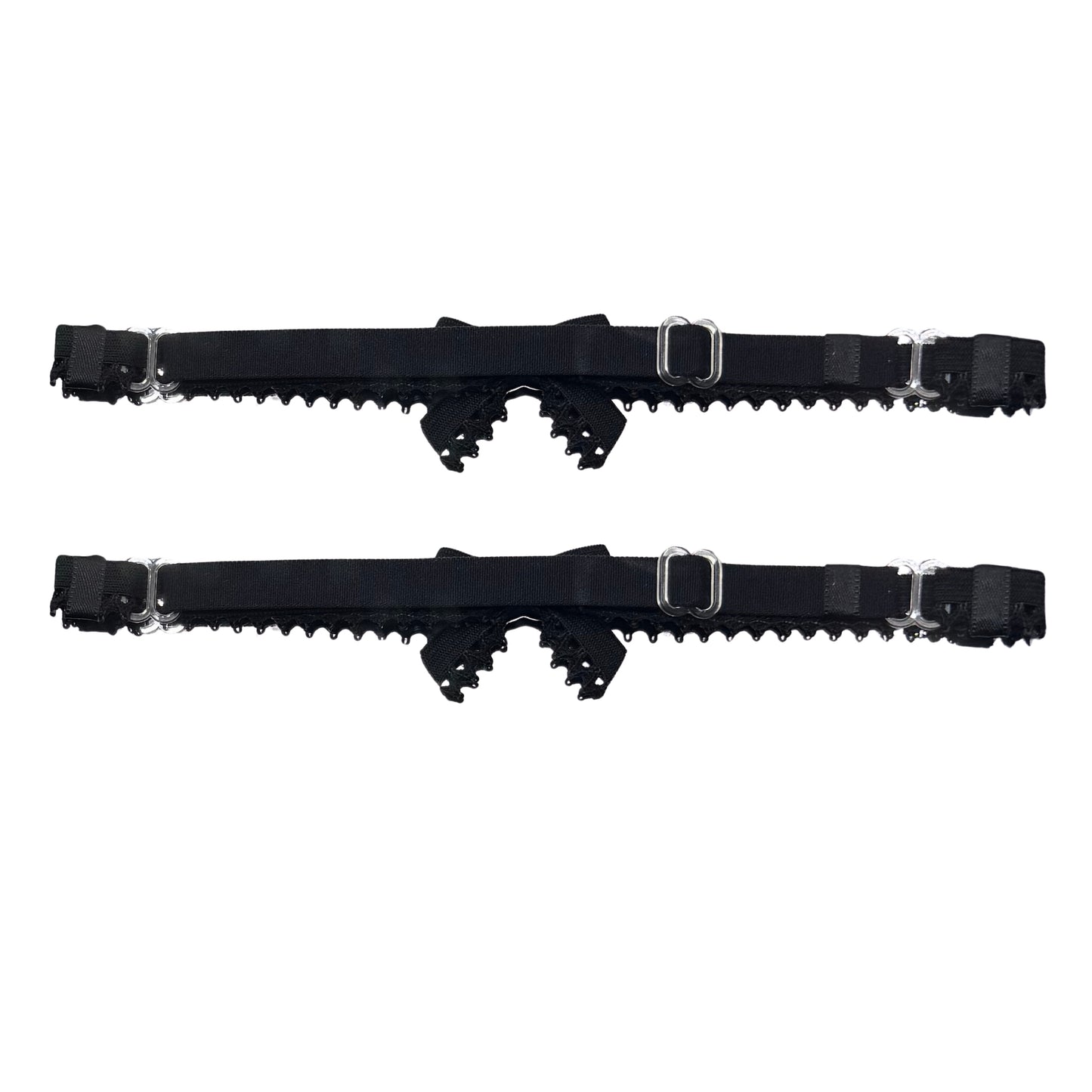 Back View Foxy Black Bow Lingerie Garters
