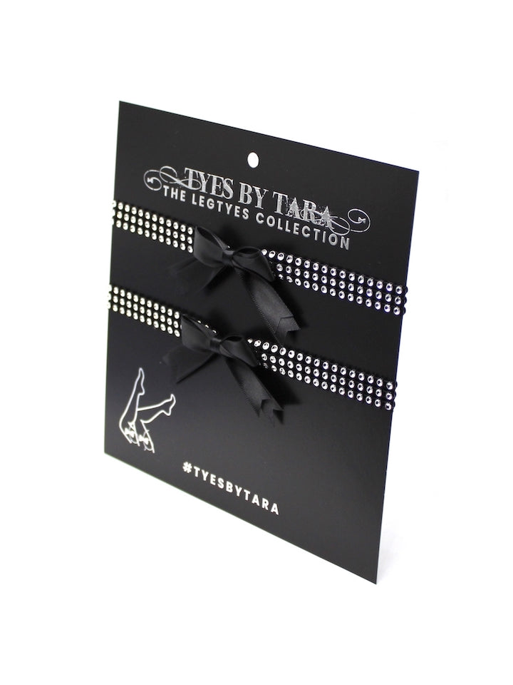 princesa sparkly leg garters on black card