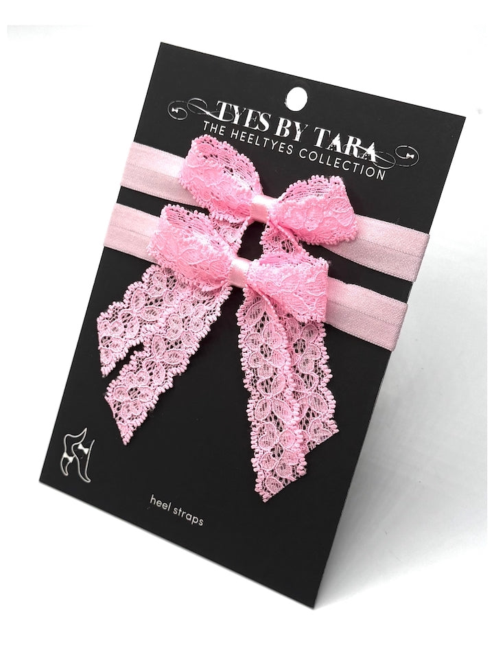 pink bow lace heel straps