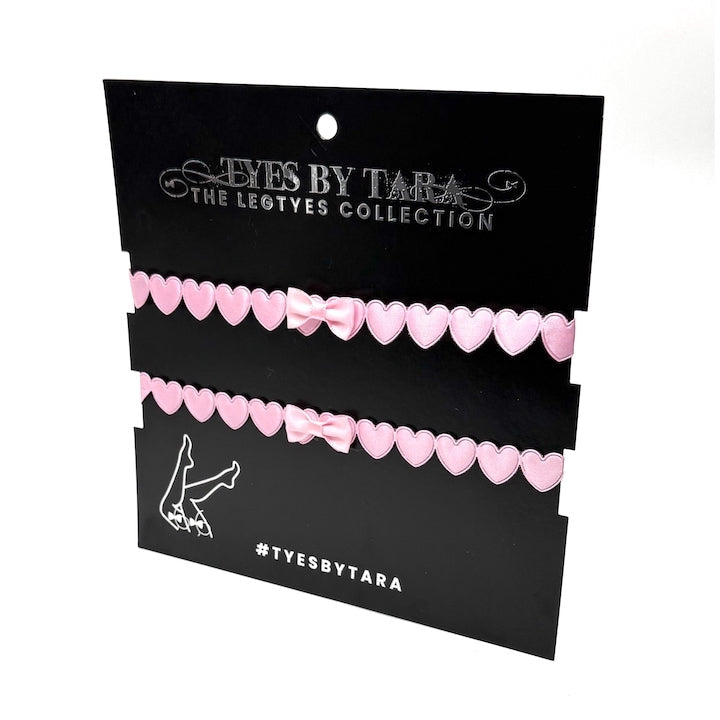 Pink Heart Leg Garters on Black Card
