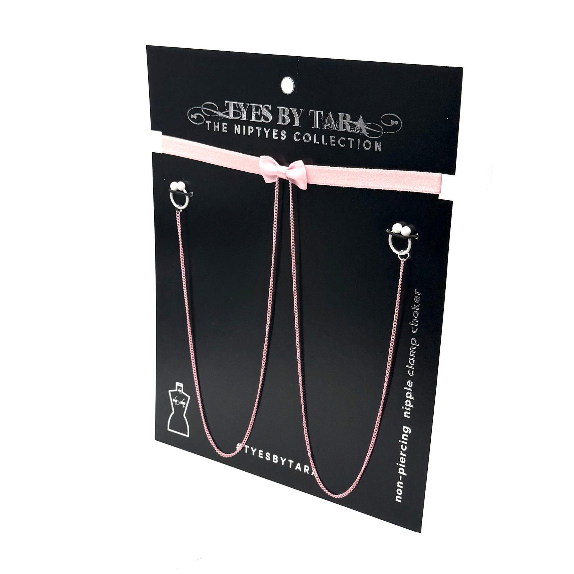 heartbreaker pink bow nipple clamp necklace choker