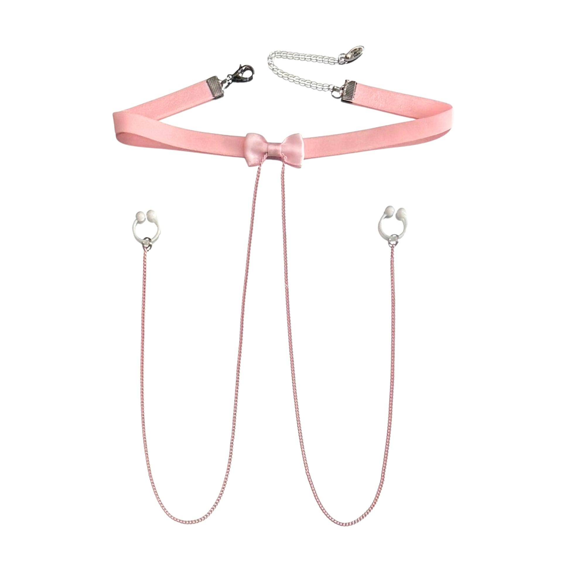 pink heartbreaker choker nipple clamp necklace on white background