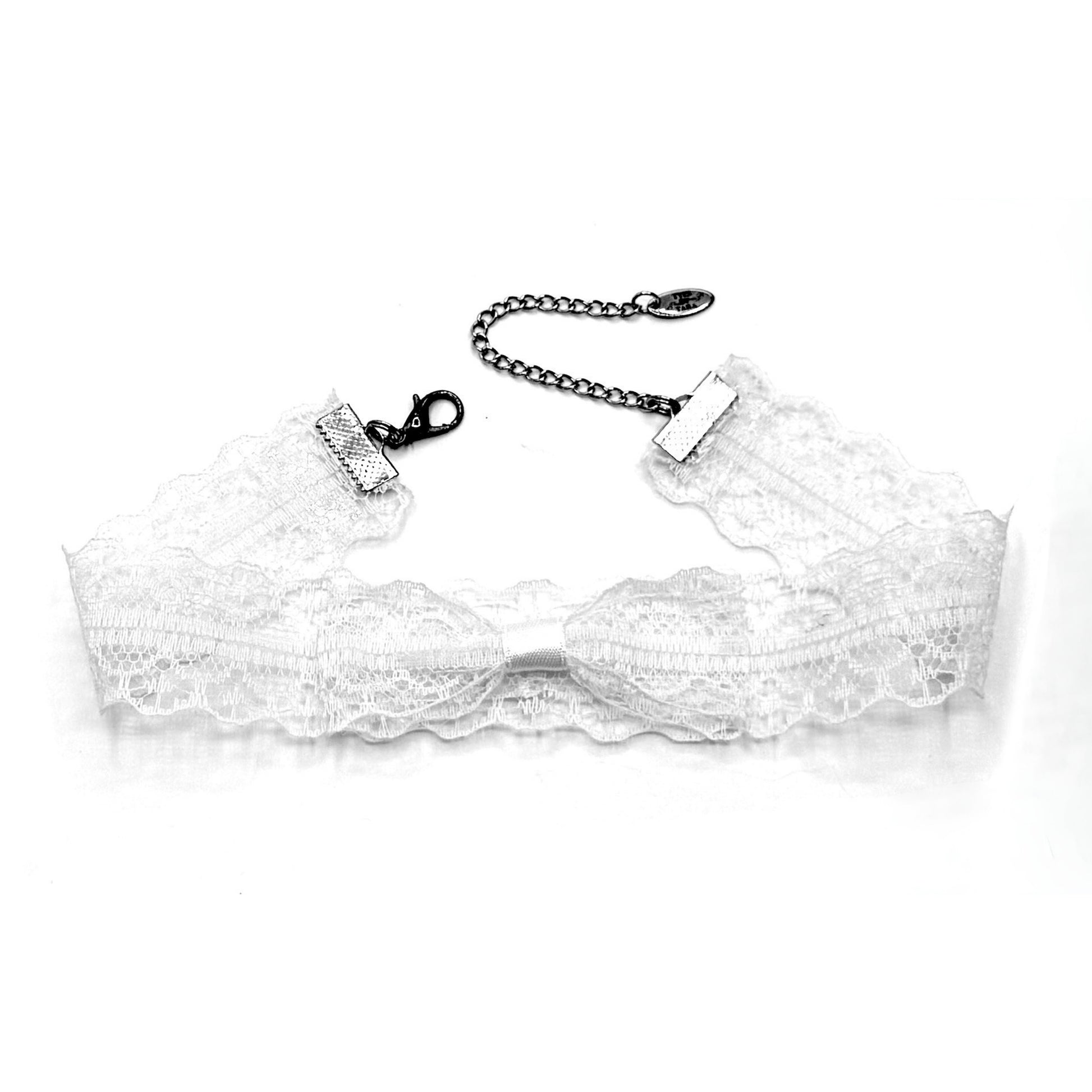 white lace choker on white background