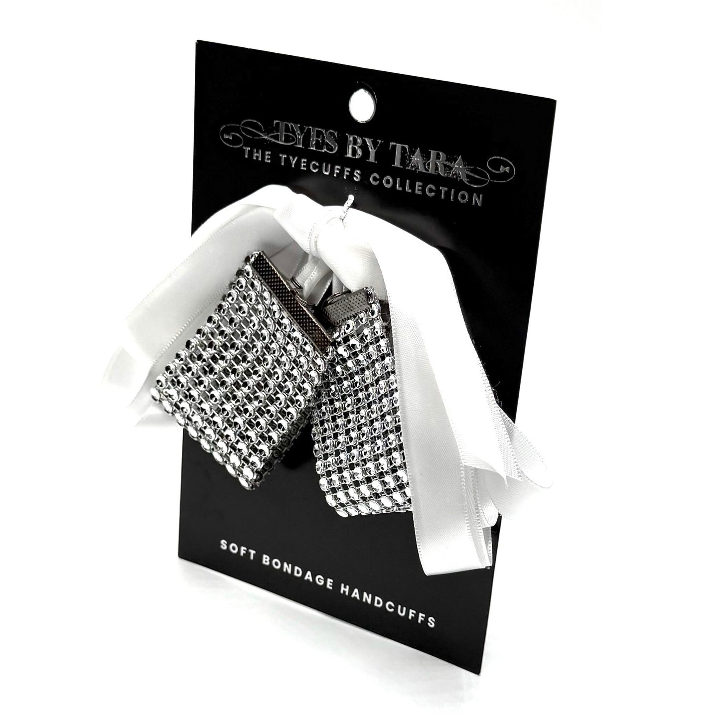 Vixen Sparkly White Handcuffs on Black Card