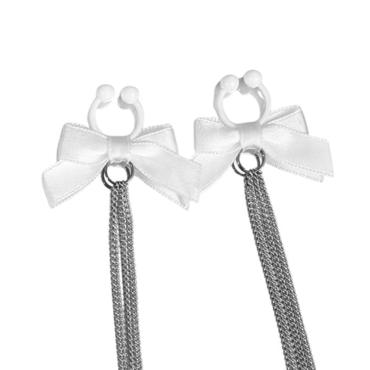 Vice White Bow Nipple Clamps on White Background