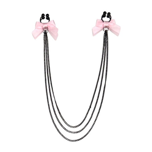 Vice pink bow nipple jewelry clamps on white background