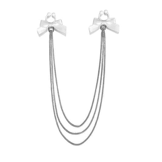 Vice White Bow Nipple Clamps on white background