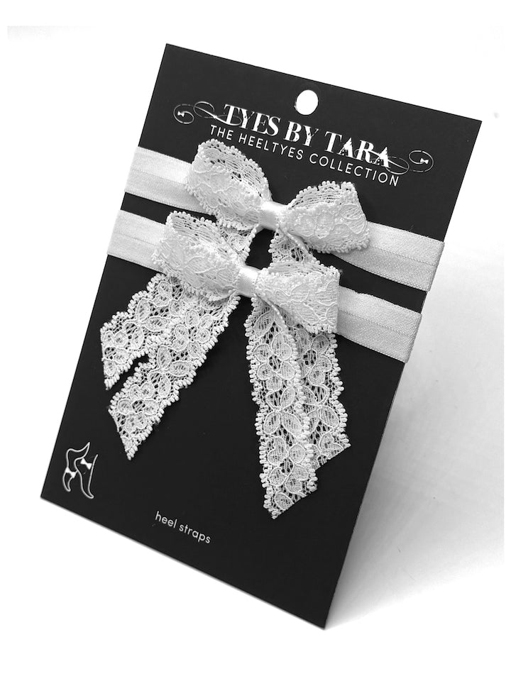 White Lace Bow Heel Straps