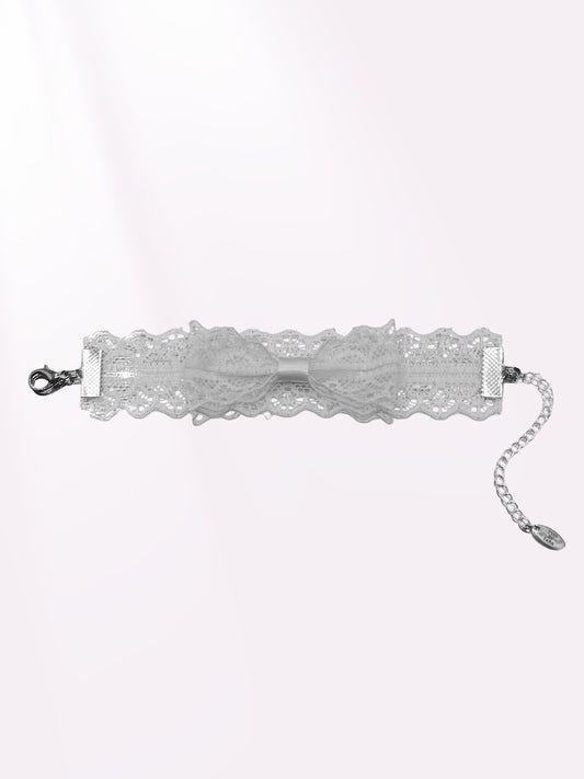 Siren White Lace Bow Bracelet Flatlay