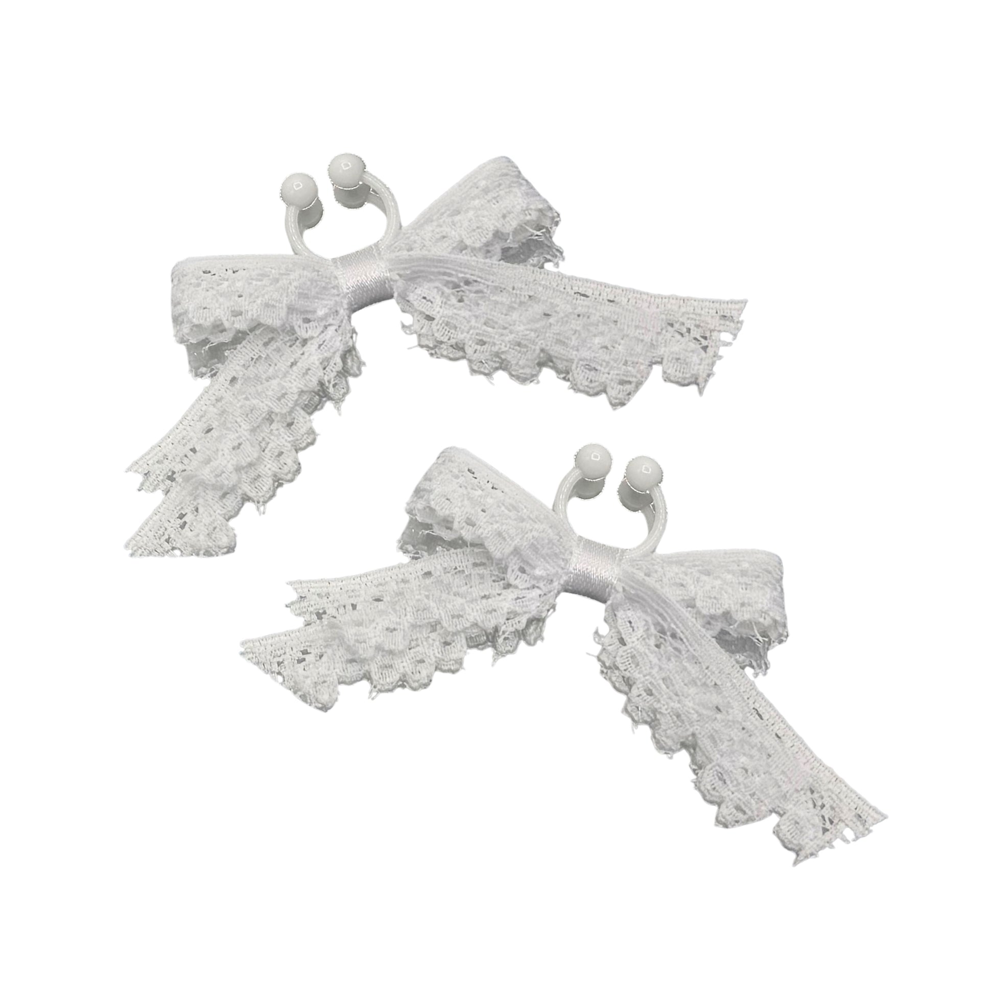 white lace bow nipple clamps on white background