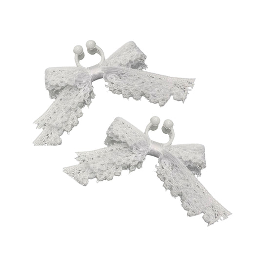 white lace bow nipple clamps on white background