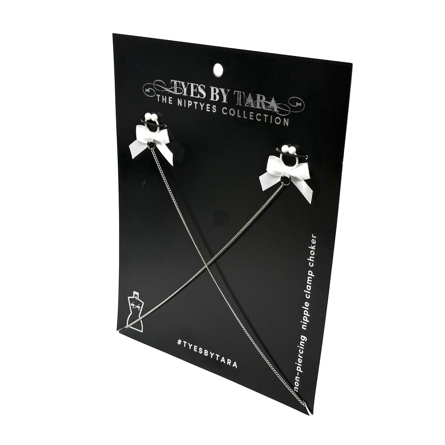 Packaging View of Kinkette White Bow Nipple Clamps
