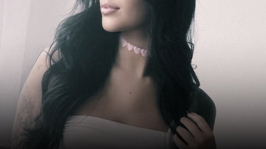 brunette in heart choker