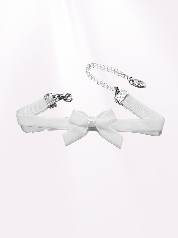 Marie Antoinette White Velvet Bow Anklet