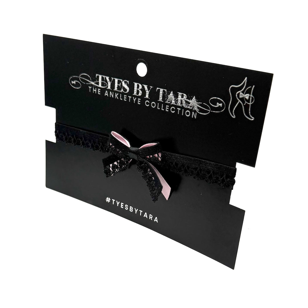 Belle Bow Black Anklet on Card