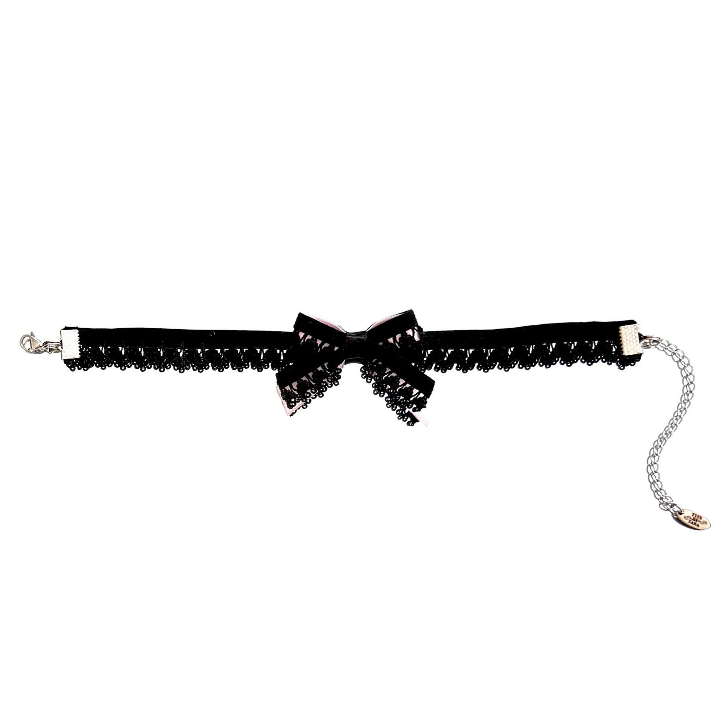belle black bow anklet on model flatlay
