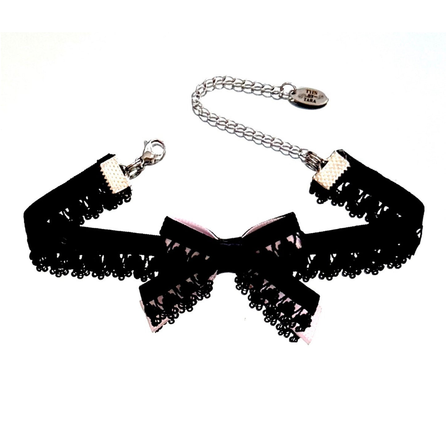 Belle Black Elastic Bow Anklet on white background