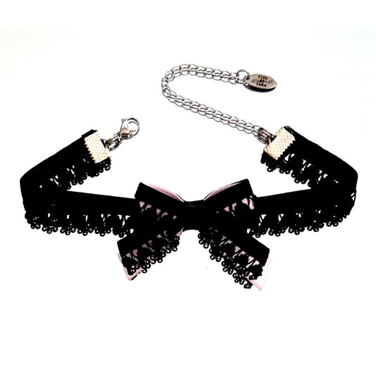 Belle Black Elastic Bow Anklet on white background