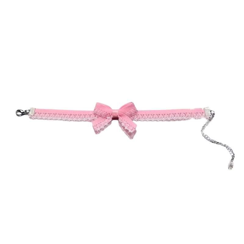 Belle Pink Bow Anklet Flatlay