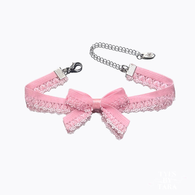 Pink Lace Elastic Bow Ankelt 