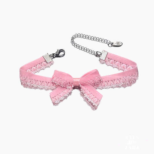 Pink Lace Elastic Bow Ankelt 