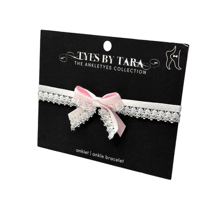 Anklet with a bow on a Tyes by Tara branded card