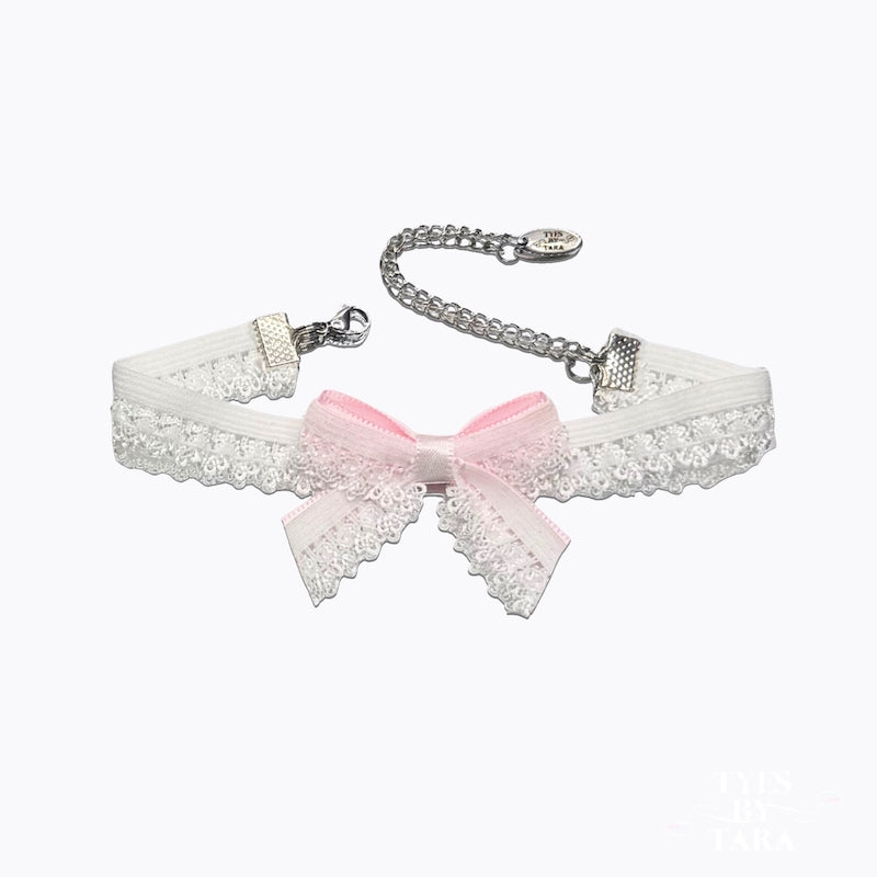 belle white pink bow anklet